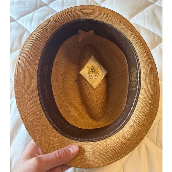 KNOX New York Vintage Unisex Straw Fedora Genuine Panama Hat w/ Original Band - Picture 2 of 7